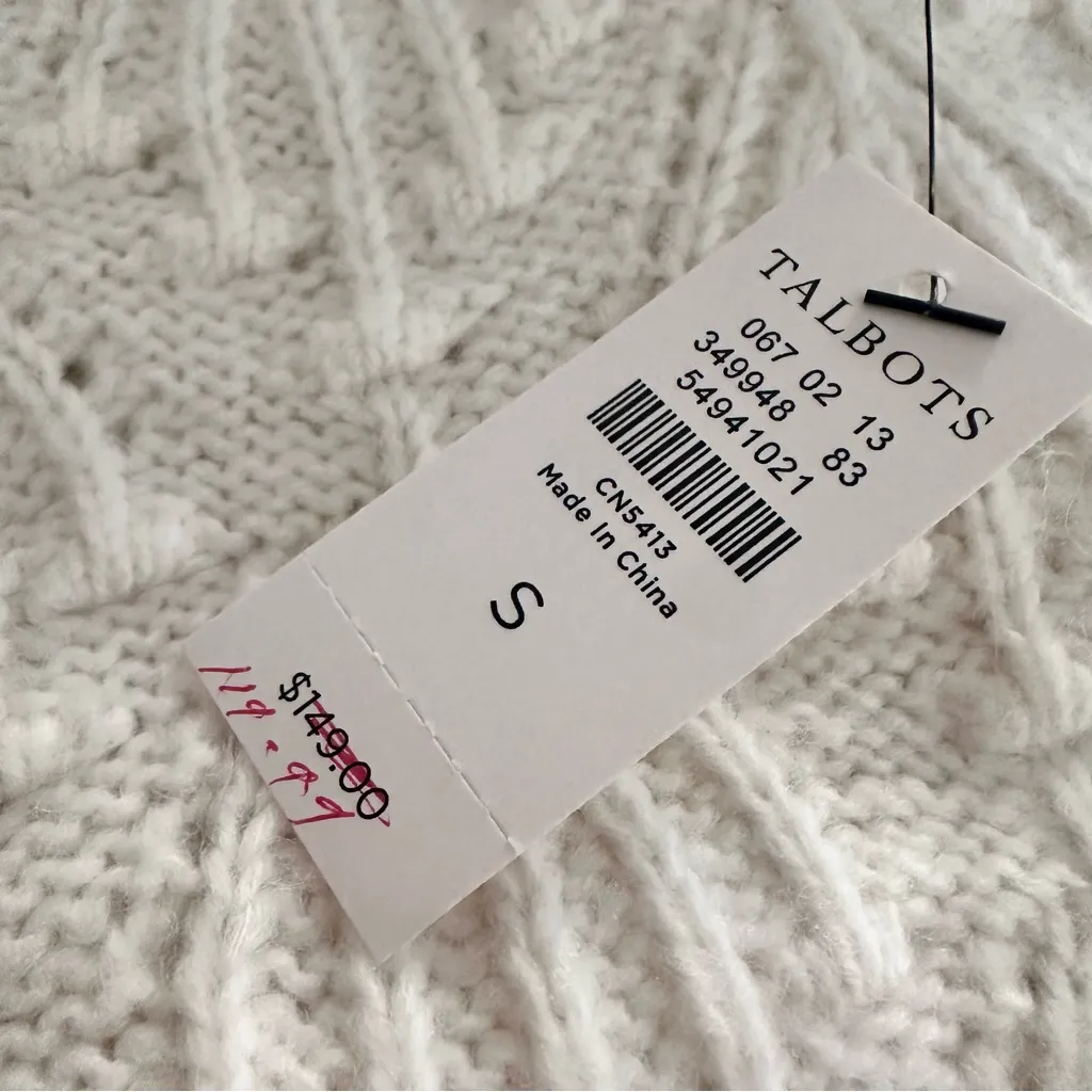 NWT Talbots Ivory Knit Poncho Pullover - Image 4