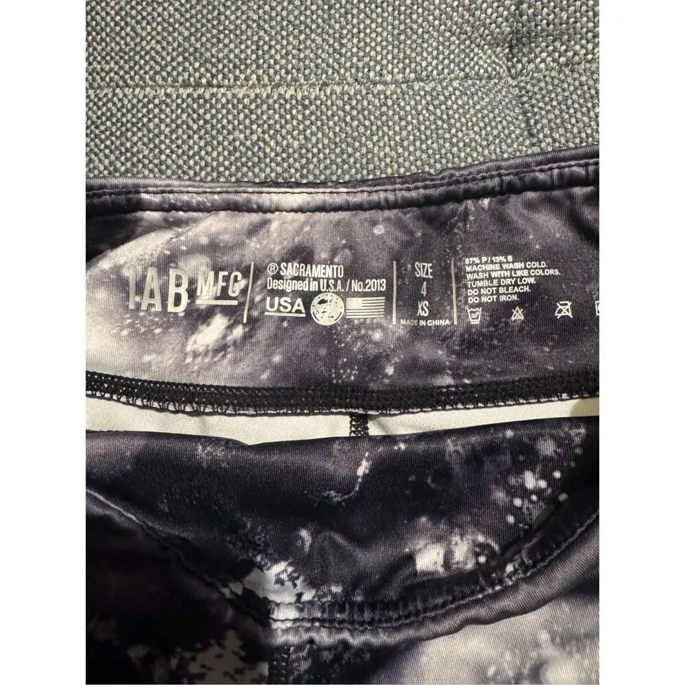 IAB MFG Athletic 2.0 Booty Shorts in Black/White Galaxy/Splatter Print Size 4/XS Black - Image 4