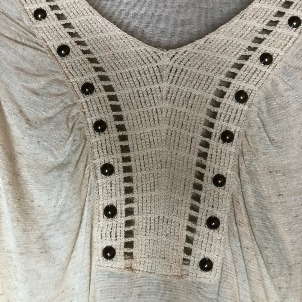 Ginger G Cream Puff Sleeve Crochet Front Top - Image 3