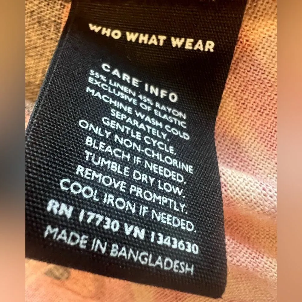 Who What Wear Serengeti Palm Tropical Dress, Size Medium Black, Pink Linen Blend - Image 9