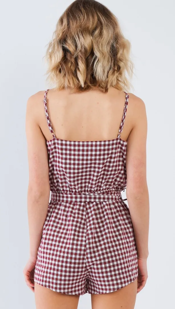 Boutique Checkered Bow Romper - Image 5