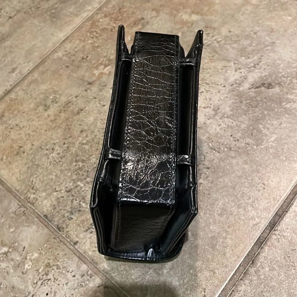 Meyers Vintage Faux Leather Croc Box Purse 8x5x3 Made in USA Black - Image 4