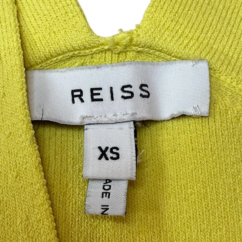 Reiss Sophia V-Neck Bodycon Top Tank Sleeveless Stretchy Yellow Size XS NWOT - Image 5