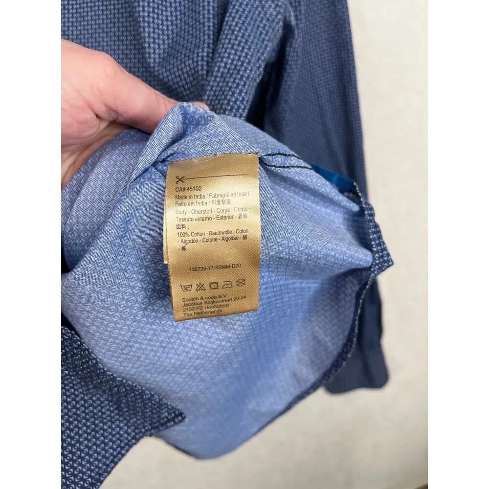 Scotch & Soda Amsterdam Couture relaxed men’s blue printed shirt size medium - Image 5