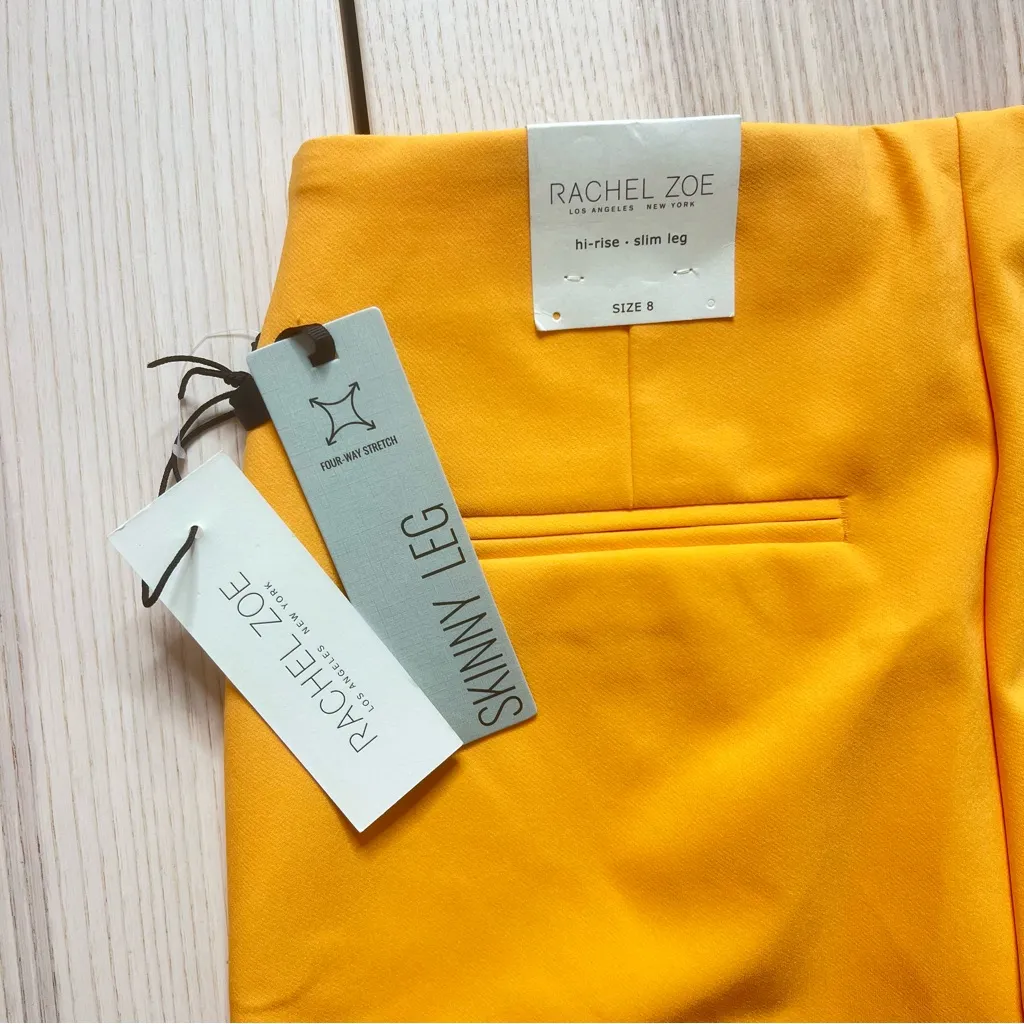 Rachel Zoe hi rise slim leg Vibrant Yellow Pants women size 8. - Image 8