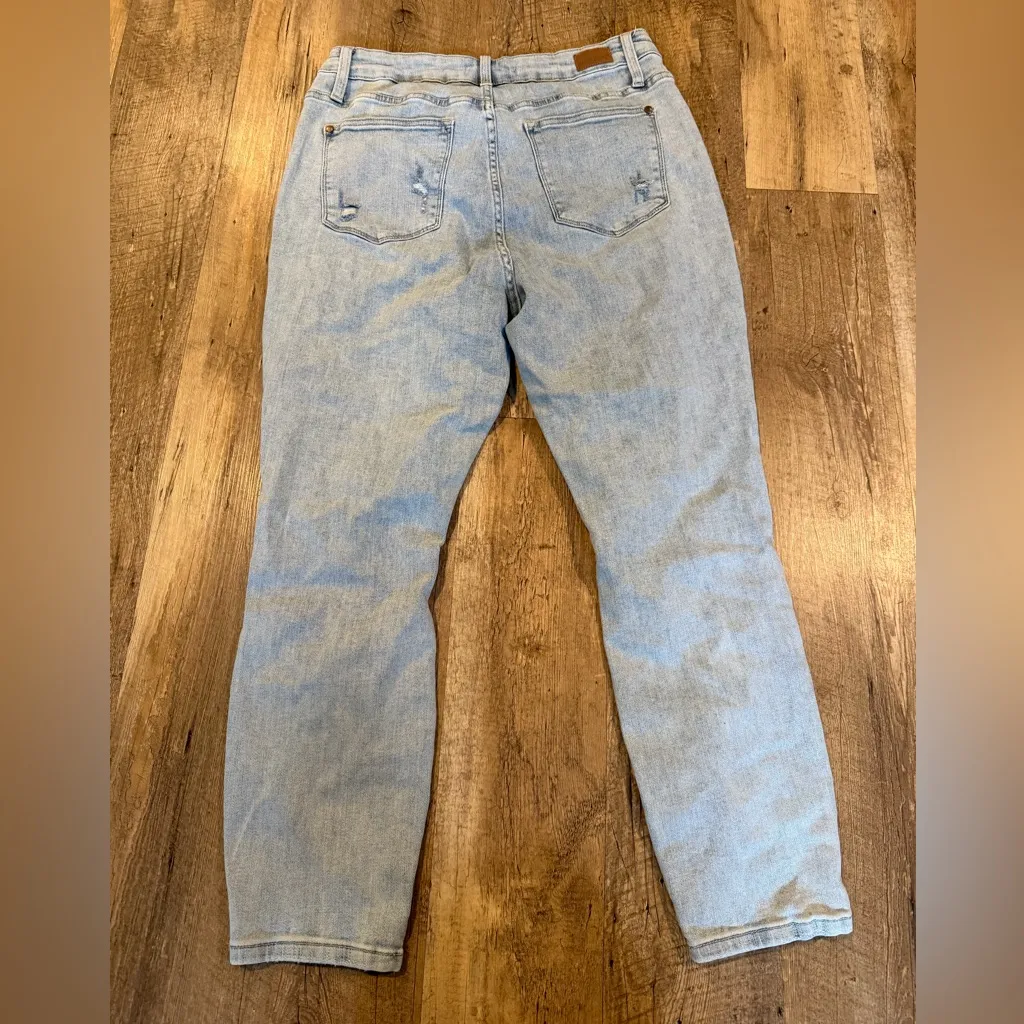 Judy Blue Tummy Control High Rise Distressed Light Blue Women's Skinny Jeans 18 - Image 5