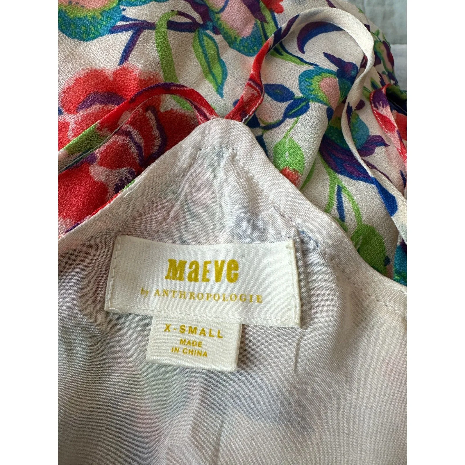 Maeve by Anthropologie Multicolor High Neck Cross Back Floral Tank Size XS - Image 3