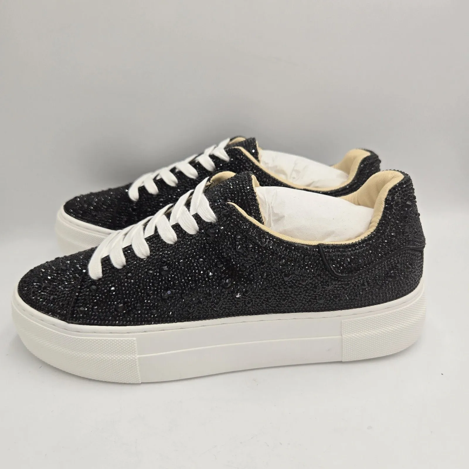 NEW Betsey Johnson Womens Sidny Sneaker Black Size 7.5 Platform Sole Rhinestones - Image 5