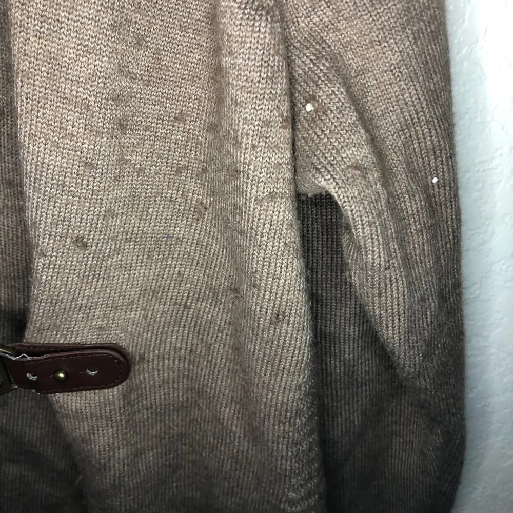 Cynthia Rowley Sweater Tan-Brown Wrap Knit w/ Buckle Sz 3X GUC Plus Shawl Collar - Image 6