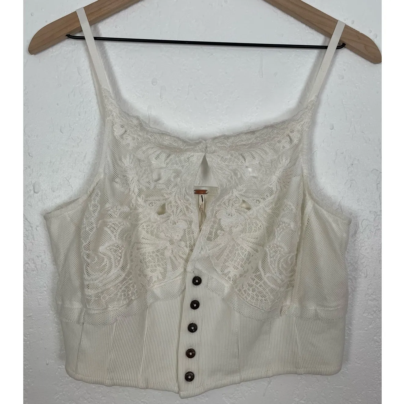 Free People Have My Heart Corset Cropped Tank Top in White NWOT Size XL - Image 4