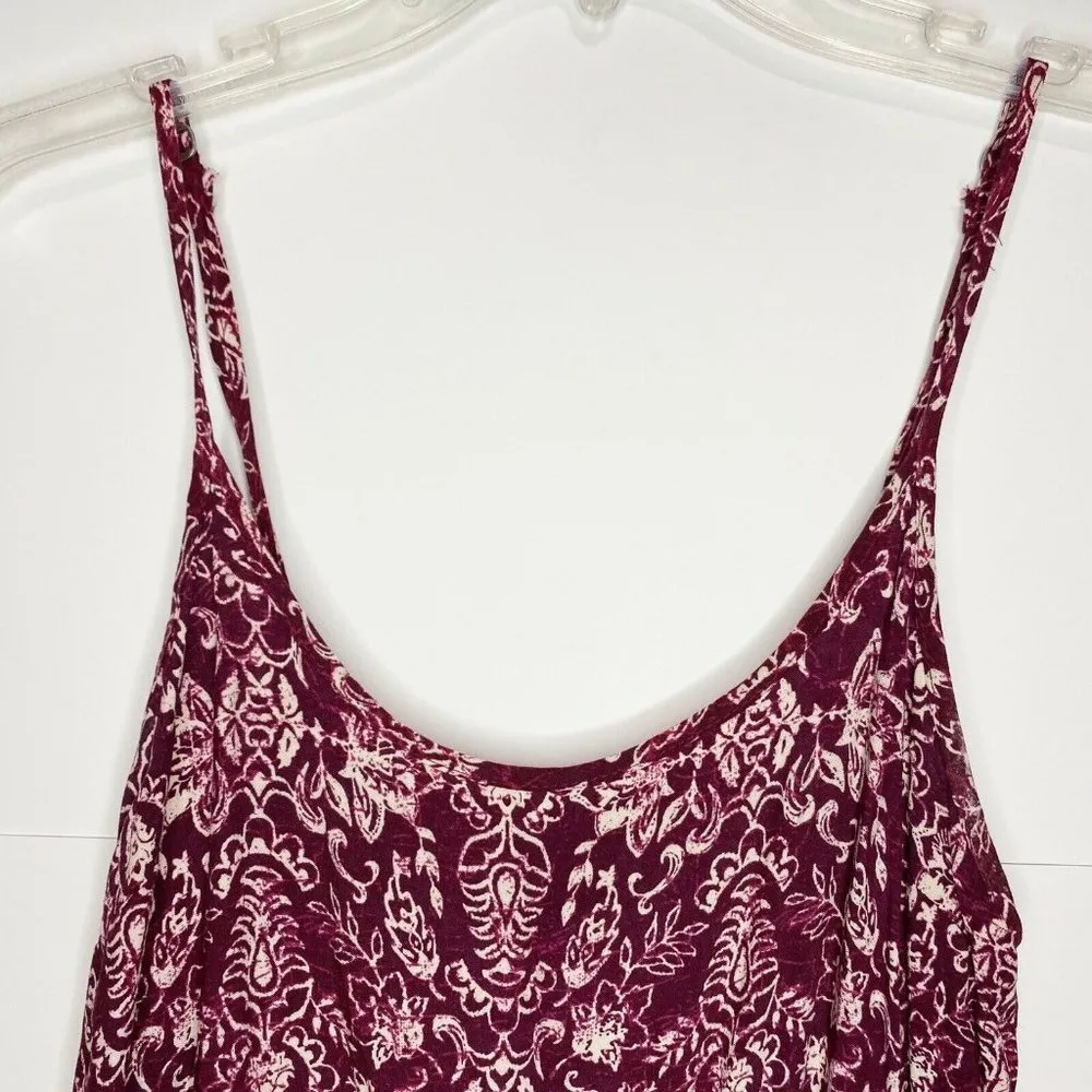 Aeropostale Women's Medium Playsuit Romper Cinched Waist Burgundy Rayon 2” - Image 2