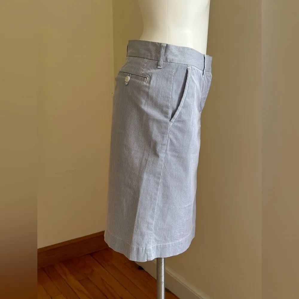 L.L Bean White And Blue Strip Summer  Midi Skirt SZ 6 Front And Back Poc… - Image 3