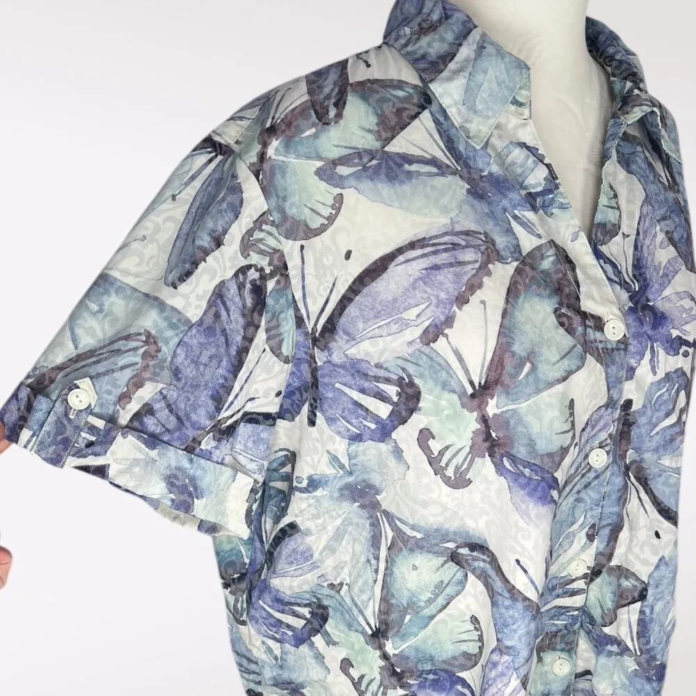 Vintage Alfred Dunner Butterfly Print Button Down Shirt Large - Image 7