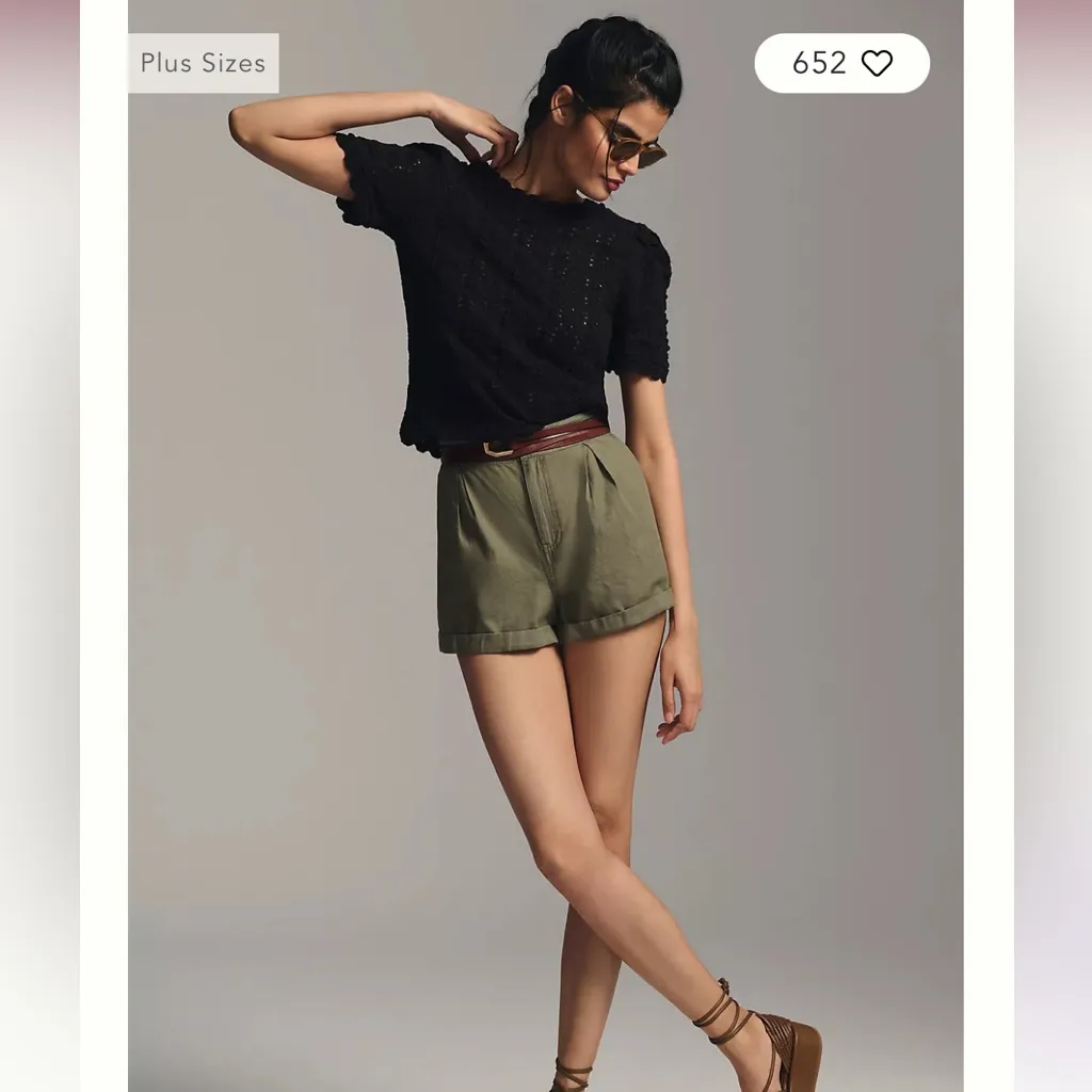 By Anthropologie Pointelle black Sweater Tee - Image 4