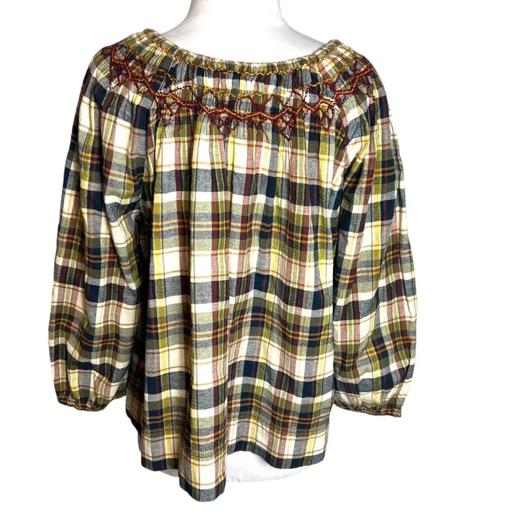 The Great The Sea Glass Plaid Embroidered
Blouse Size 3 Size L - Image 2