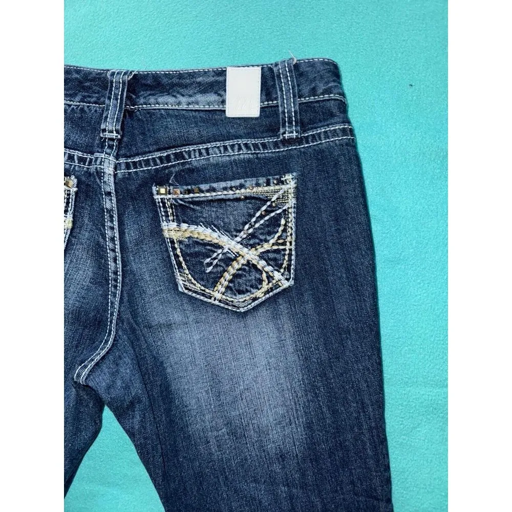 Maurices Capri‎ Jeans Embroidery Stretch Flat Front Denim Blue Women's Size 6 - Image 7