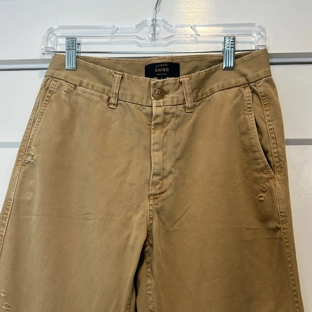 J. Crew Tan Chinos Classic Cotton Twill distressed pants size 0. - Image 2