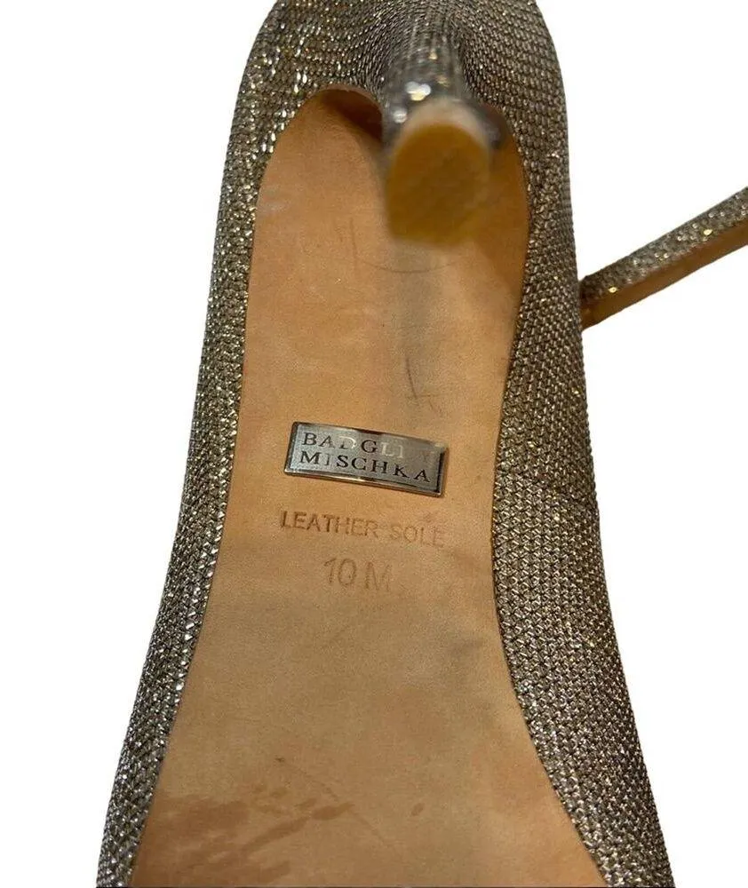 Badgley Mischka Humbie Peeptoe Platform Heels in Sparkly Silver - Image 9