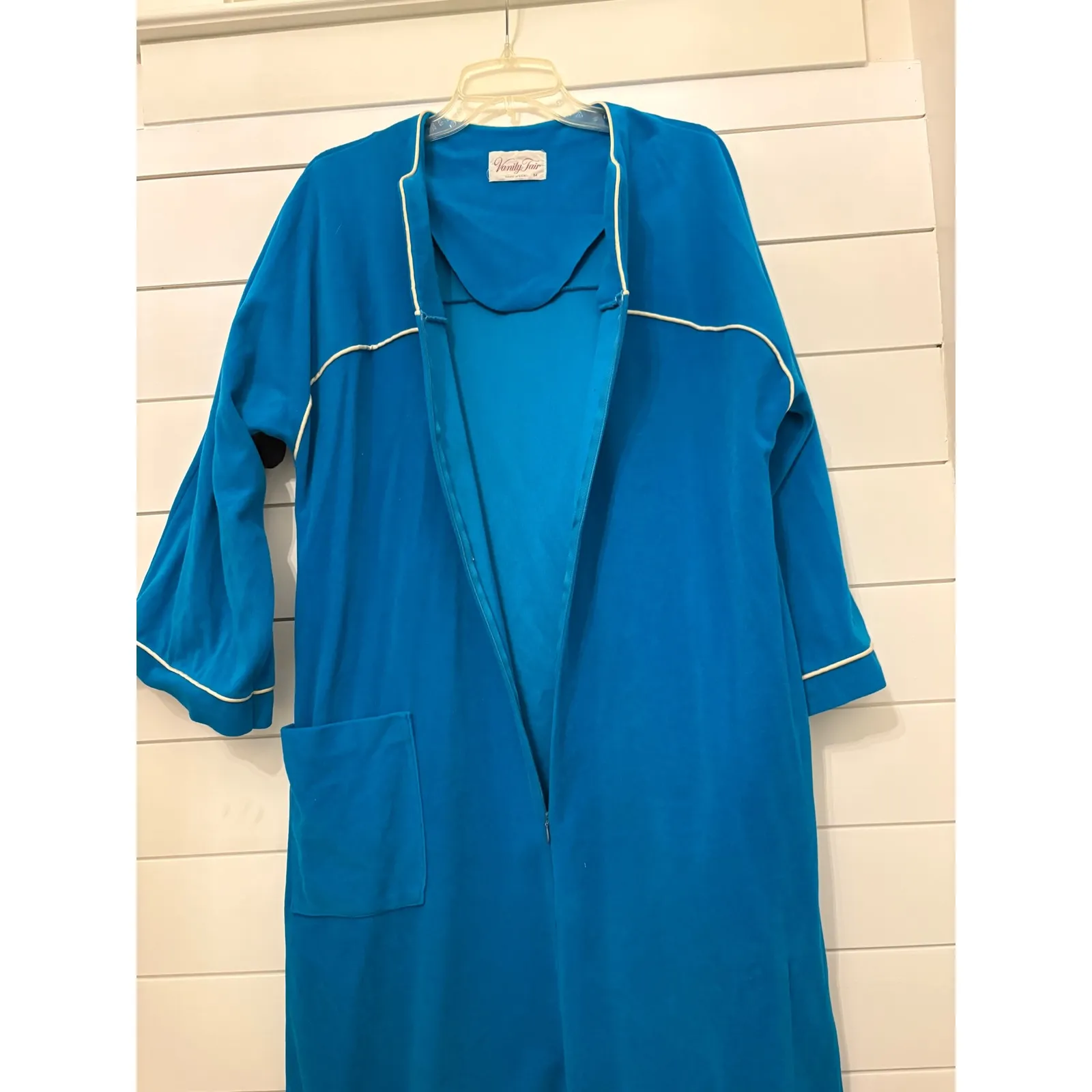 Vintage Vanity Fair Robe Womens Medium Blue Full‎ Zip Lounger Housecoat Vintage - Image 3