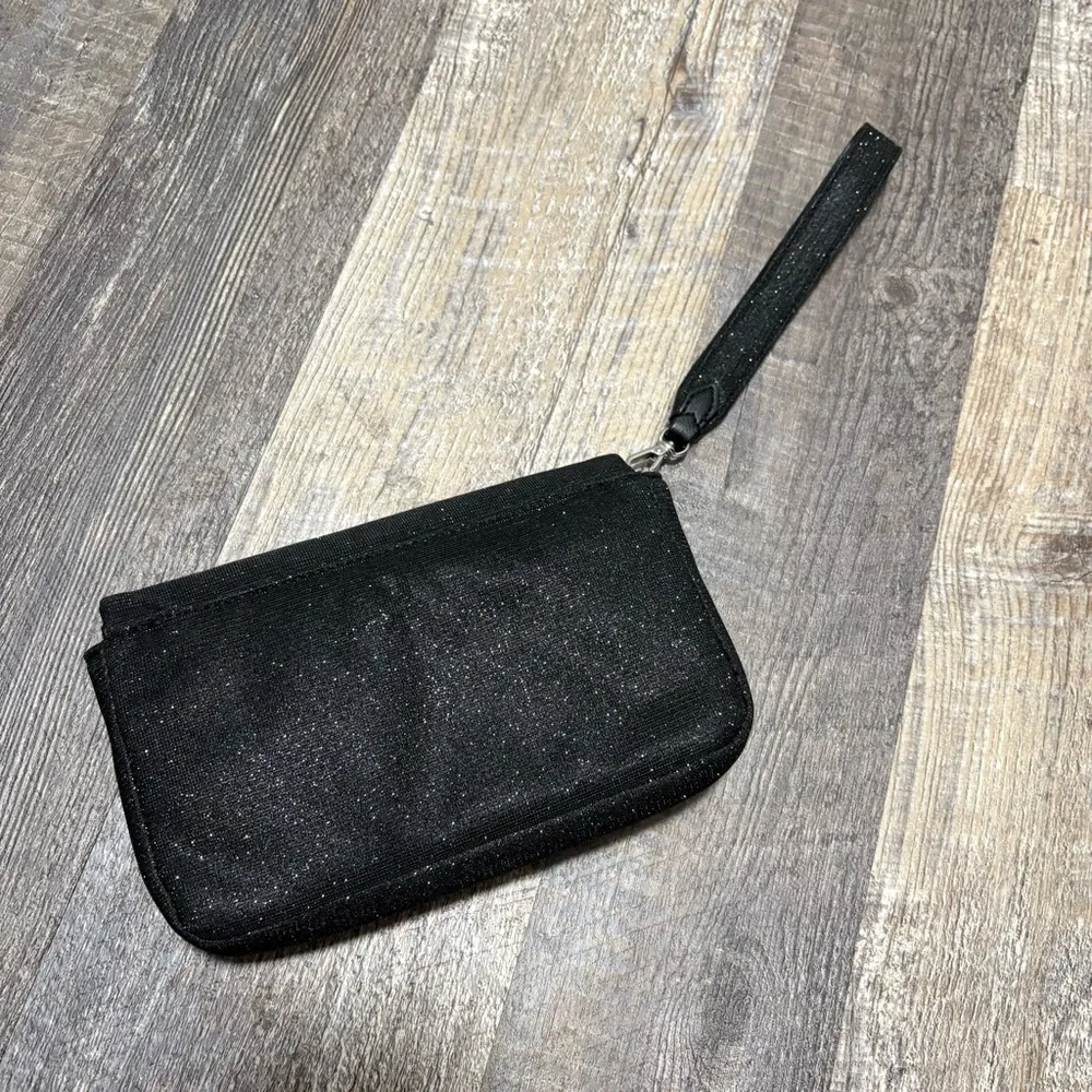 Victoria's Secret black sparkle rhinestone viral bow phone wristlet clutch EUC - Image 5