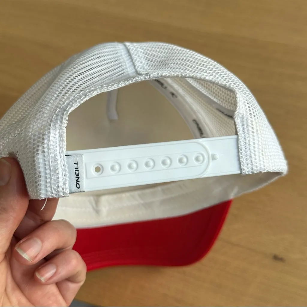 Vintage O'NEILL Trucker Hat "More Amore" Red Pink White Surf Beach Coastal Skate - Image 10