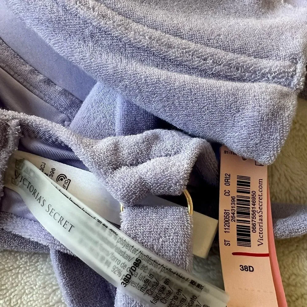 Victoria's Secret Terry Cloth Underwire Bikini Top & Bottom Swim Set NEW Lilac - Image 13
