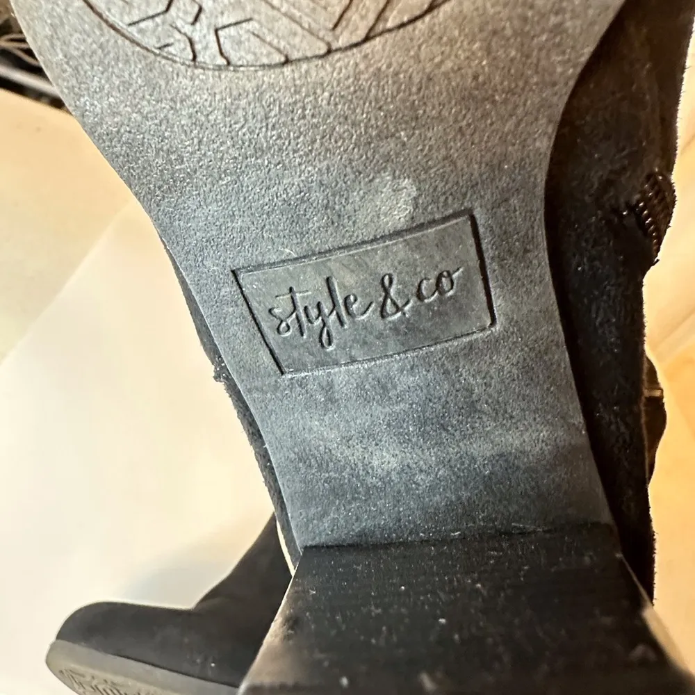 Style Co Addyy Tall Dress Boot Womens 7 M Black Micro Suede Knee-High - Image 6