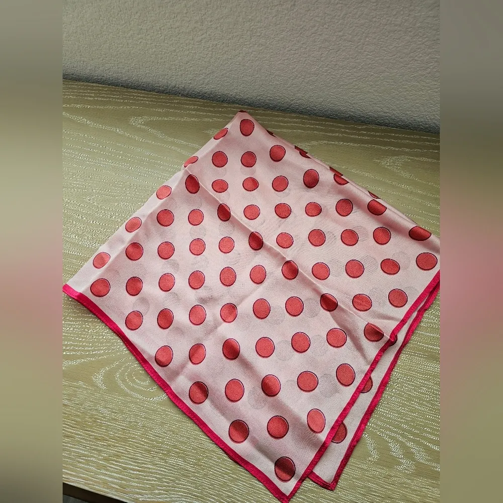 Halogen  Shadow Dot Silk Square Scarf Red Polka Dot Scarf - Image 3