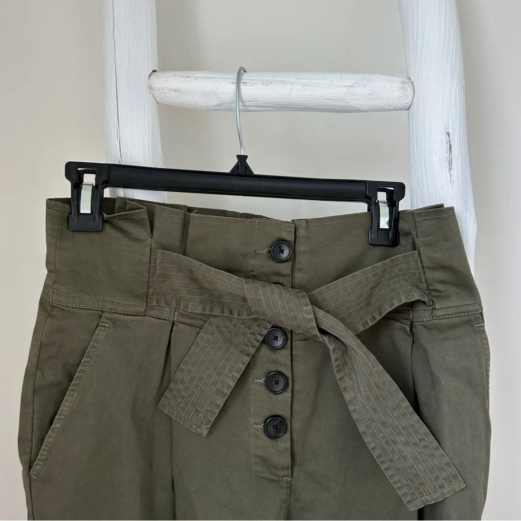 A.L.C. Krew High-Waisted Tie-Waist Pants Army Green Size 6 - Image 7