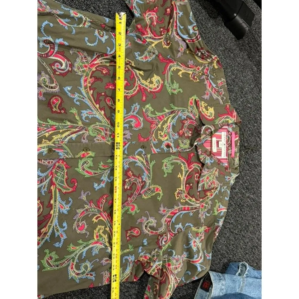 Tommy Hilfiger Womens Size 20 Colorful Paisley Abstract Button Shirt Stretch Top - Image 8
