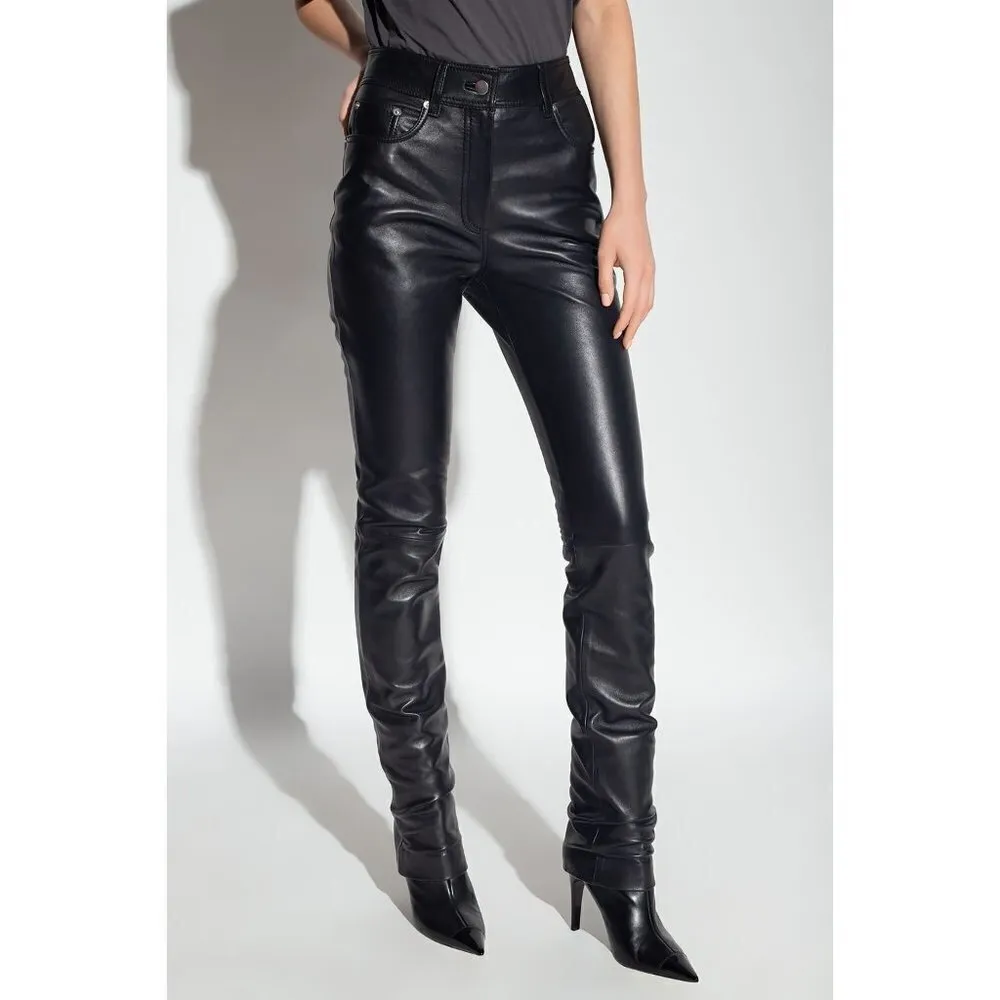STAND STUDIO Rebecca Leather Pants in Black 36 26 New Womens Trousers Size undefined - Image 15