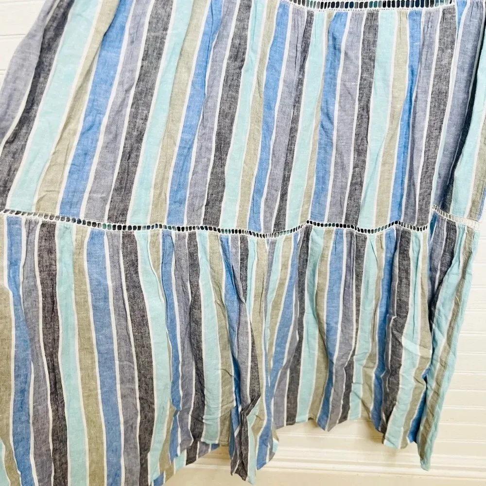 Caslon Women's Sleeveless Striped Maxi Dress Blue Size S Linen Blend - Image 8