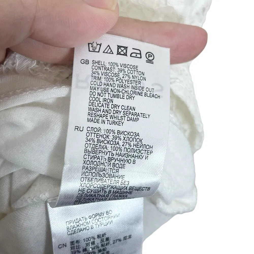 Reiss Rayee Short Sleeves Blouse Lace Top White Blouse Women’s Size L - Image 5