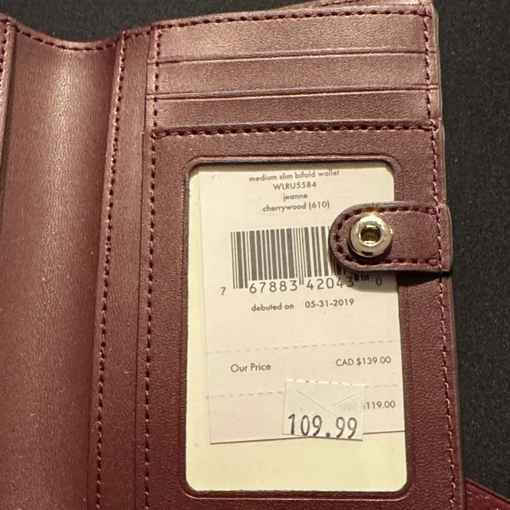 Kate Spade Deep Burgundy Wallet & Card Holder (NWT) - Image 4