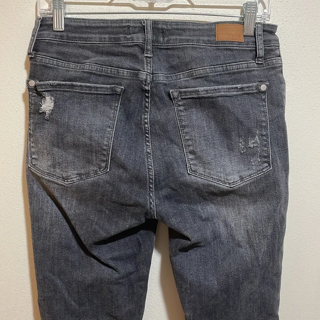 Judy Blue Skinny Fit Grey Distressed Ripped Knee Denim Jeans Size 11/30 - Image 9