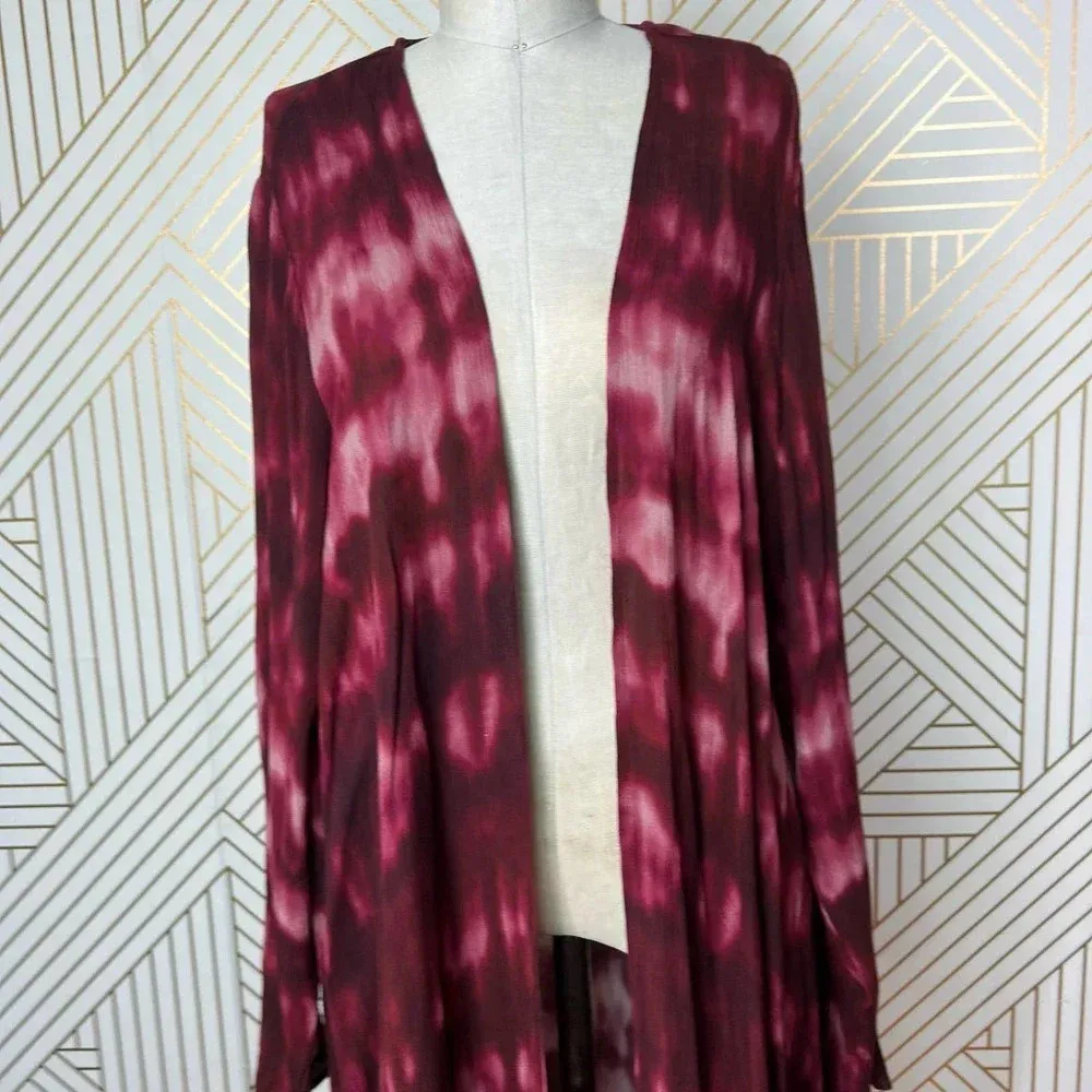 Torrid‎ Wine Tie Dye Gauze Long Kimono Plus Size 1X - Image 5