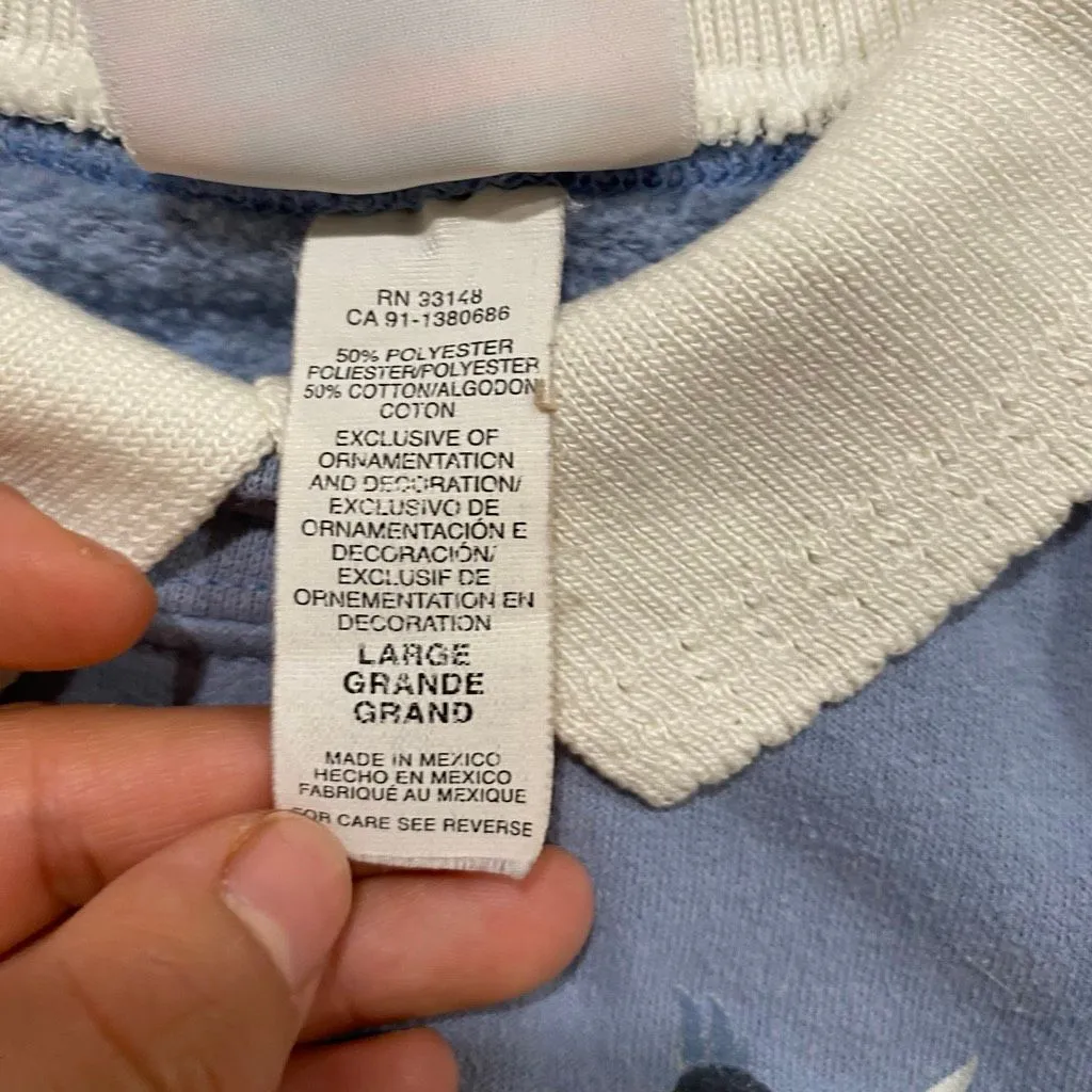 Vintage Morning Sun Sweatshirt Large | Winter Birds Mock Collar Cottagecore Pull - Image 6