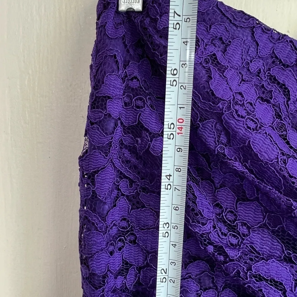 David's Bridal Long Strapless Lace Dress Draped Bodice Regency Purple - Image 8