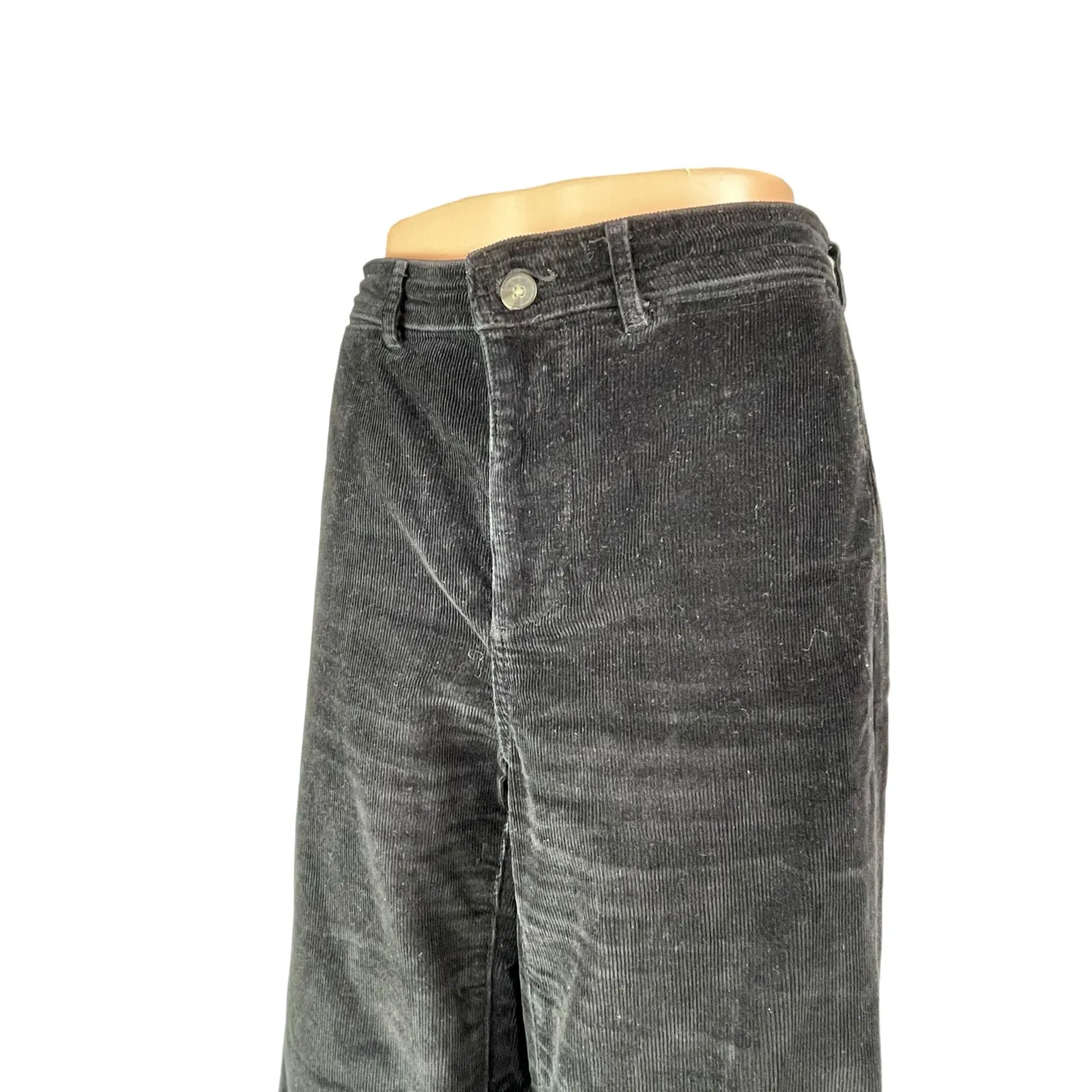 Everlane Women's Black Corduroy High Waisted Baggy Wide Leg Trousers Pants Sz 4 - Image 3