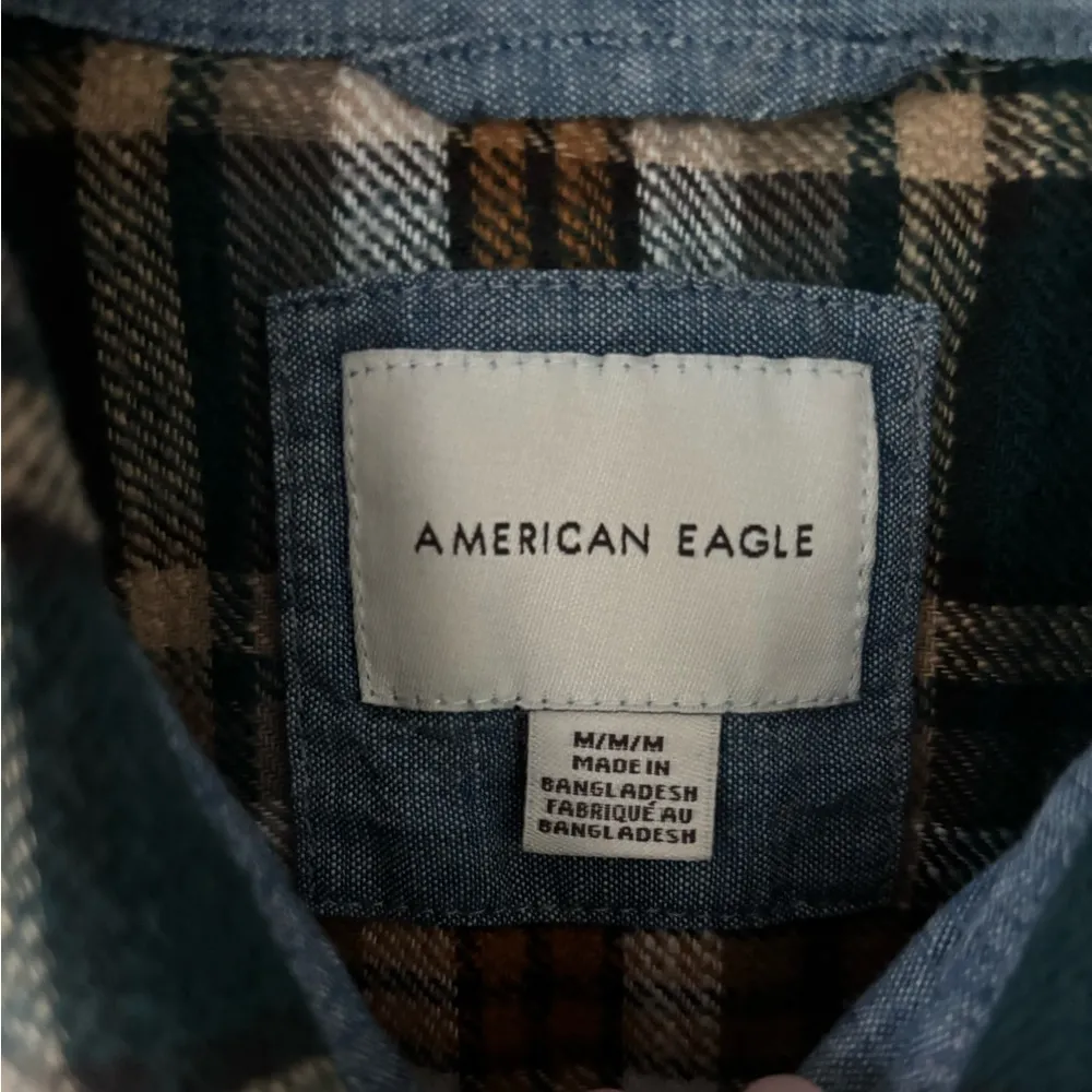 American Eagle Cropped Flannel Button Front Top, Medium - Image 6