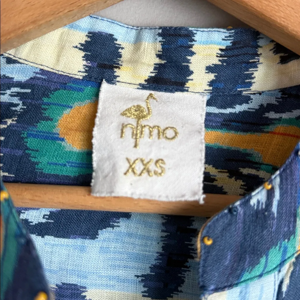 NIMO WITH LOVE Broom Linen Blouse iKat yellow XXS Blue - Image 7