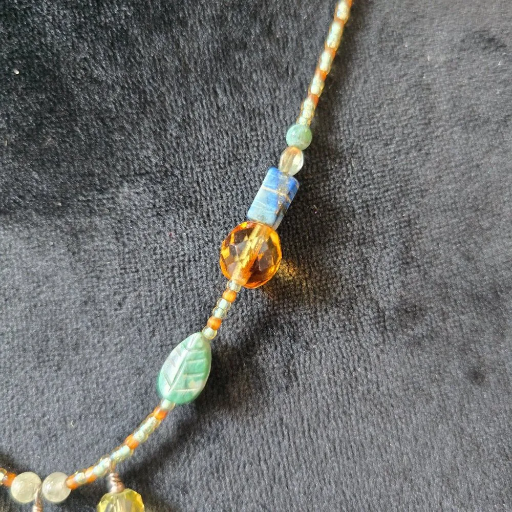 Womens Fashion Amber Green Faceted Beads Necklace Jewelry with Toggle Clasp Brown - Image 5