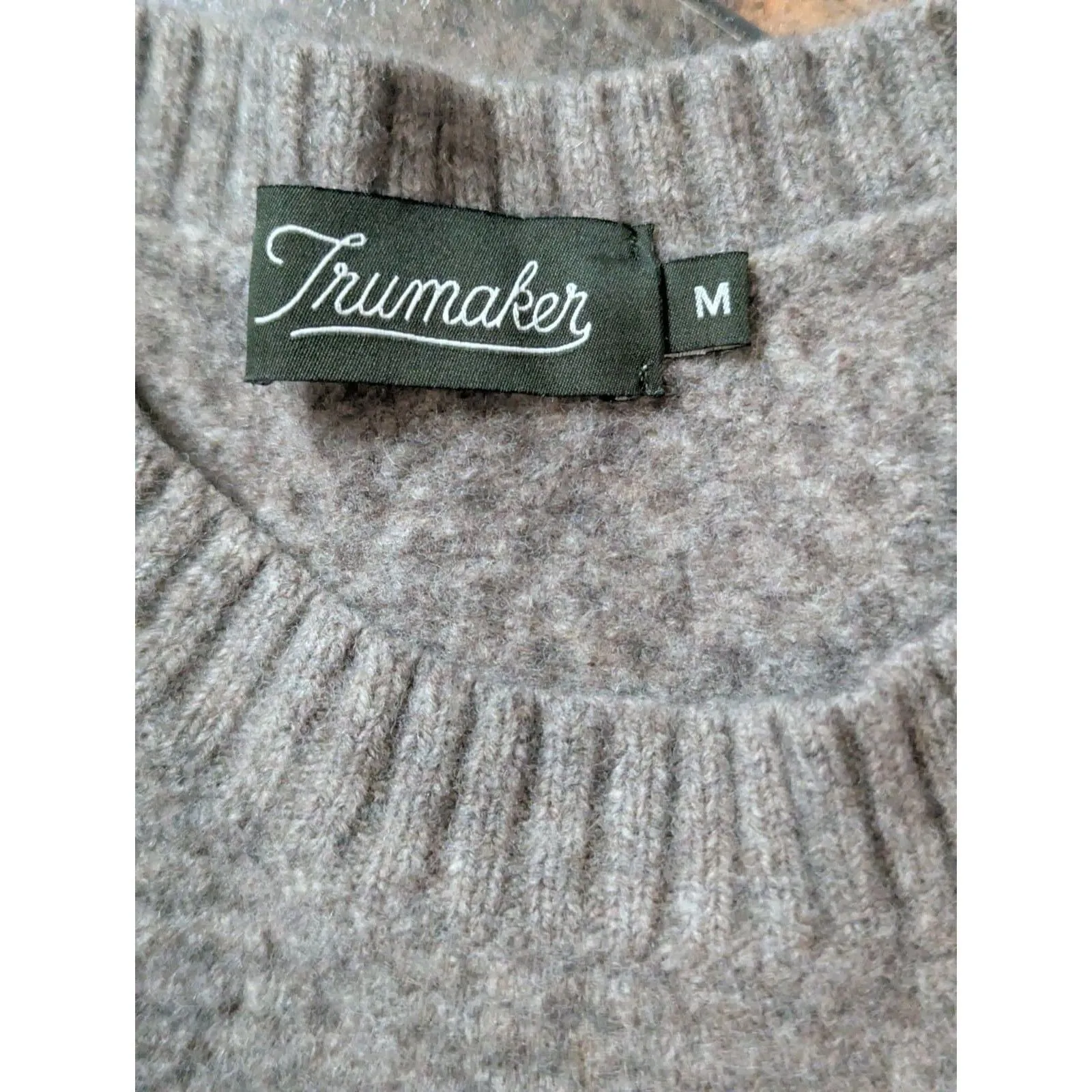 Trumaker Yak Wool Blend Crewneck Sweater M Textured Knit Luxury Minimalist Brown Size M - Image 3