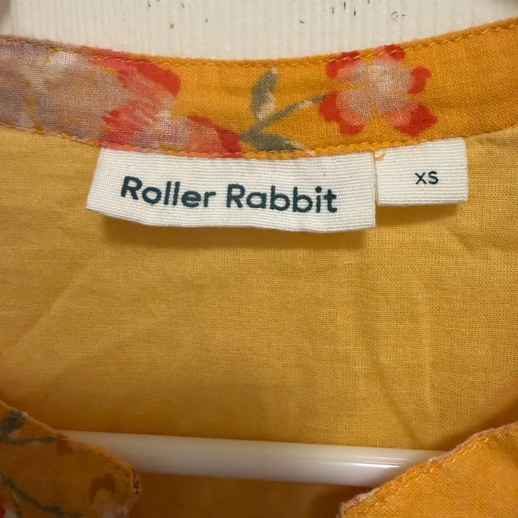 Roller Rabbit Yellow Semara Serafina Cotton 3/4 Sleeve Tunic Top Size XS - Image 3