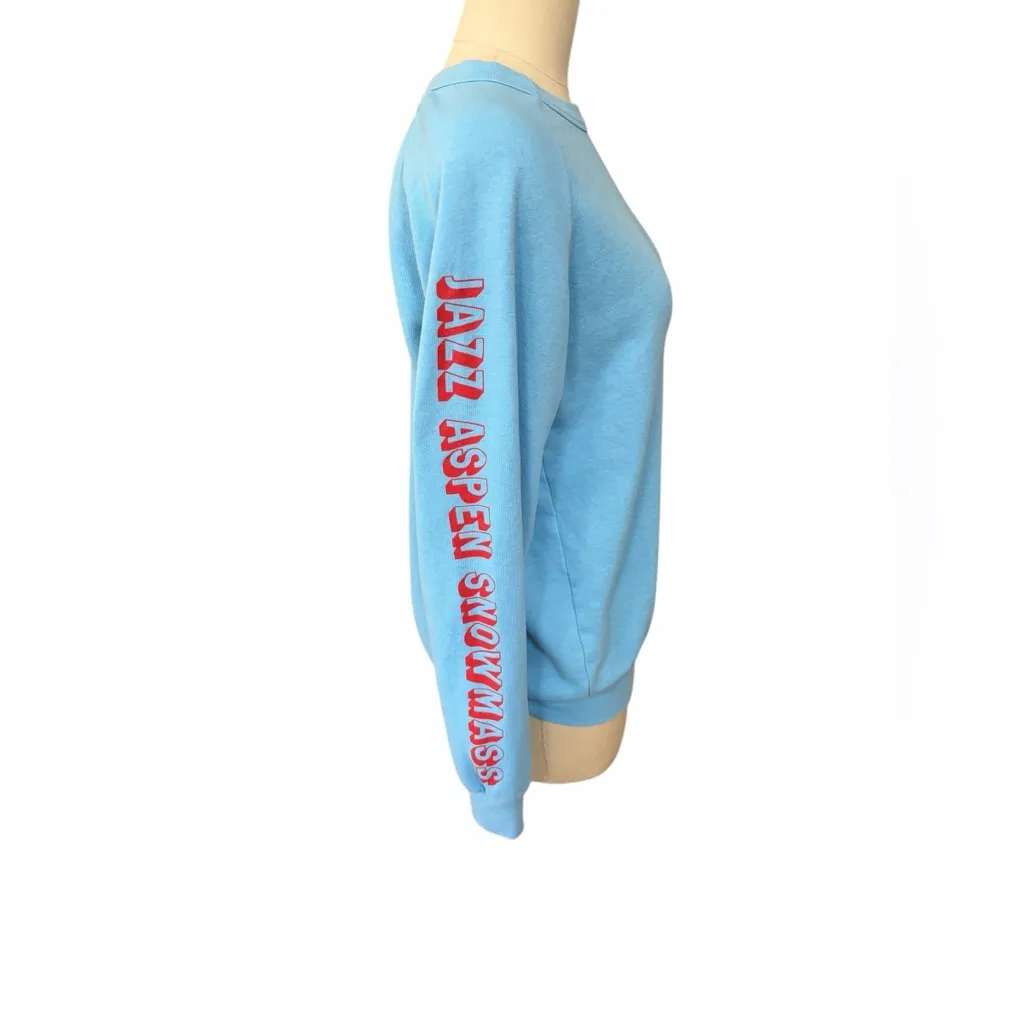 Aviator Nation Jazz Aspen Light Blue Smiley Women's Sweater size small - Image 2