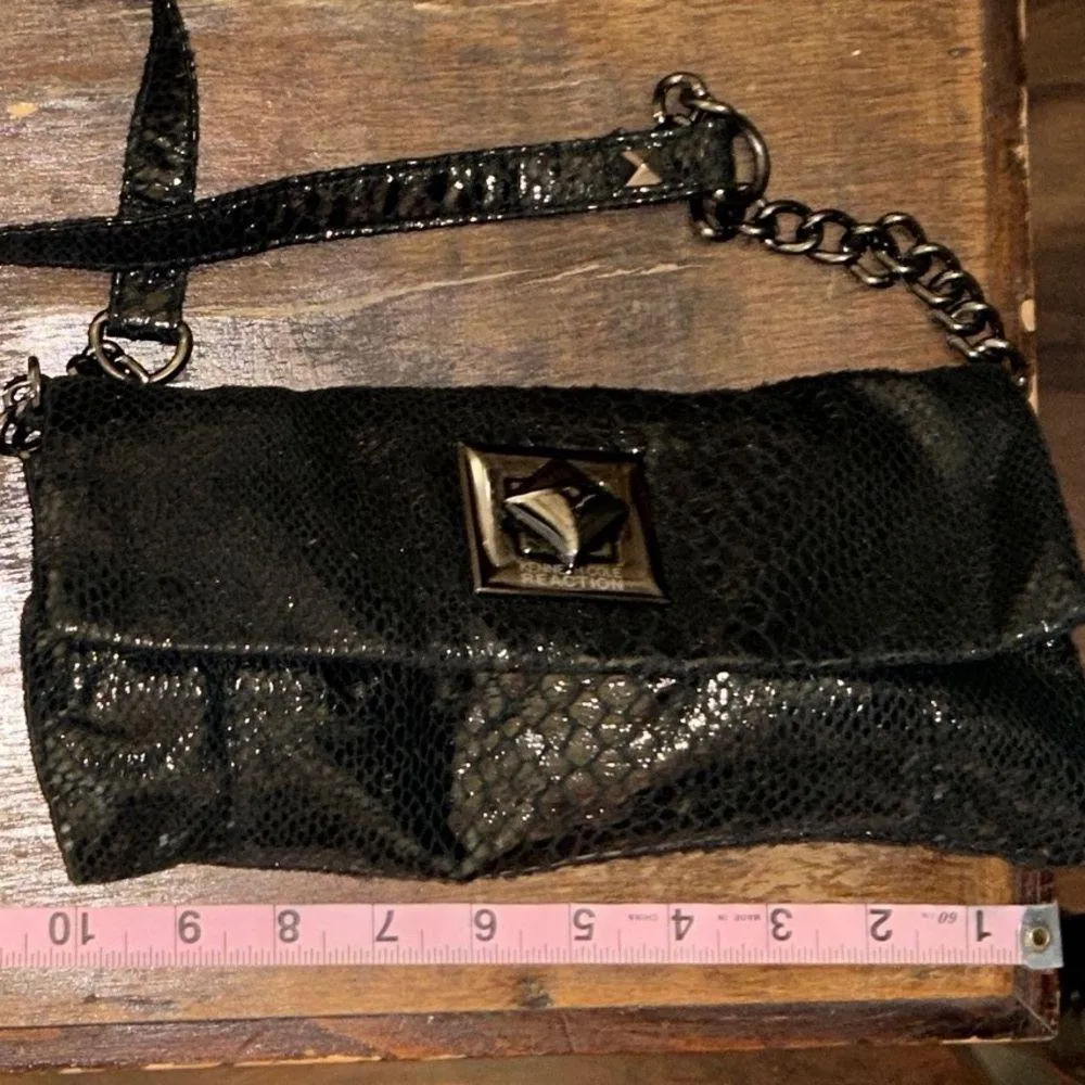 Kenneth Cole Reaction Black Faux Reptile Shoulder Bag - Image 9