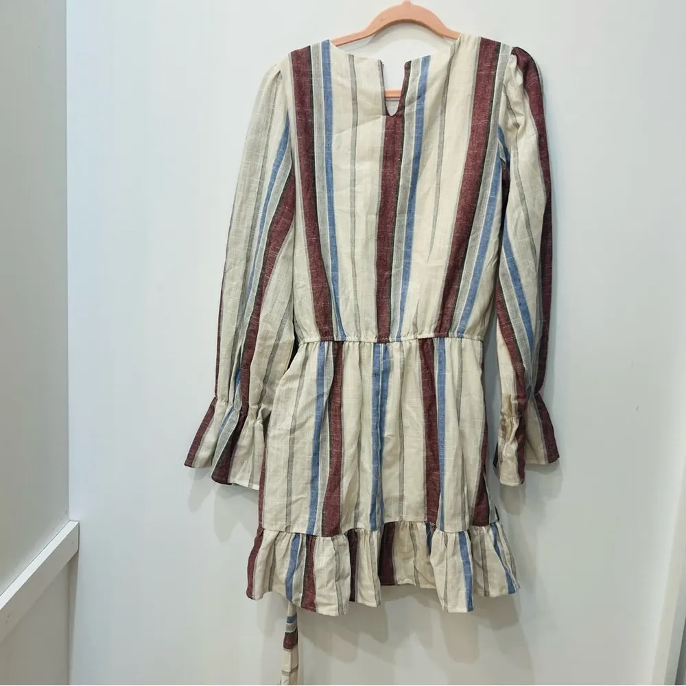& merci boutique striped Long Sleeve Ruffle wrap Dress sz Medium - Image 5