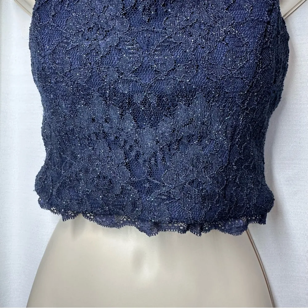 New Vintage Y2K Speechless Lace Crop Sweetheart Tank Top S 7 Sparkle Coquette - Image 5
