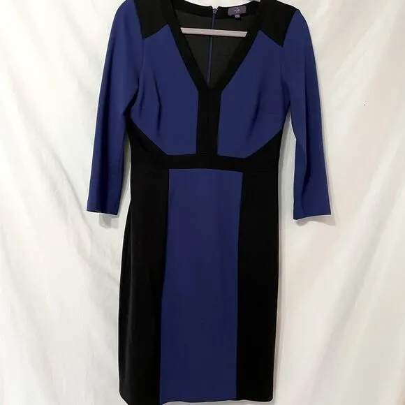 NYDJ Black & Blue Sheath Dress Hidden Shaper Womens 4 Mini Career Slimming - Image 2