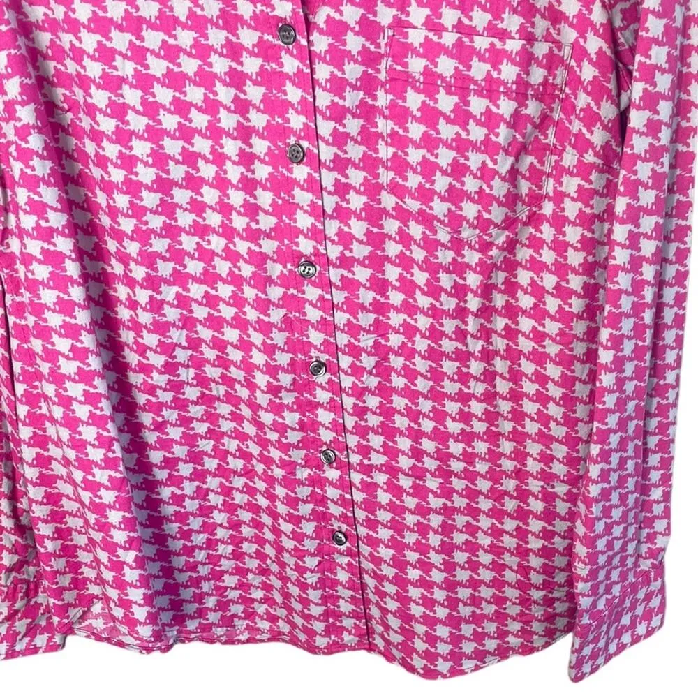 J. Crew Women’s The Perfect Shirt in Pink / Gray Herringbone Print Sz Small New - Image 4